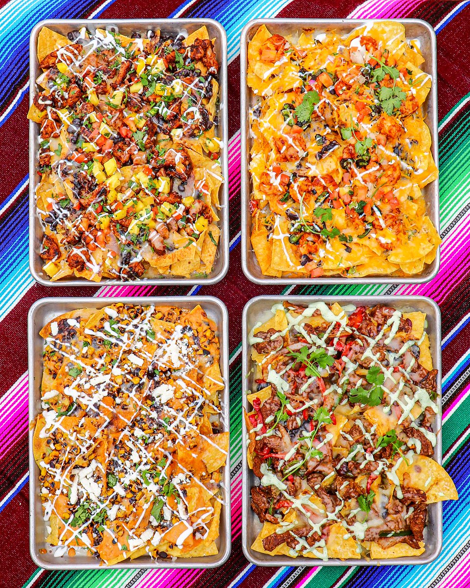 ChayoLV's tweet image. Happy #NationalNachosDay! In honor of one of our favorite days of the year, we're bringing you FOUR NEW NACHOS for today only! Roasted Elote Nachos, Mexican Philly Cheese Nachos, Diablo Shrimp Nachos and Al Pastor Nachos! Come celebrate with us at #ChayoLV!