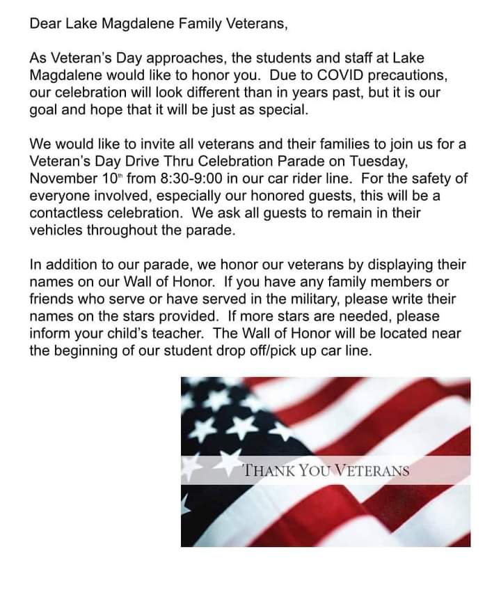 Veteran's Day Drive Thru Celebration