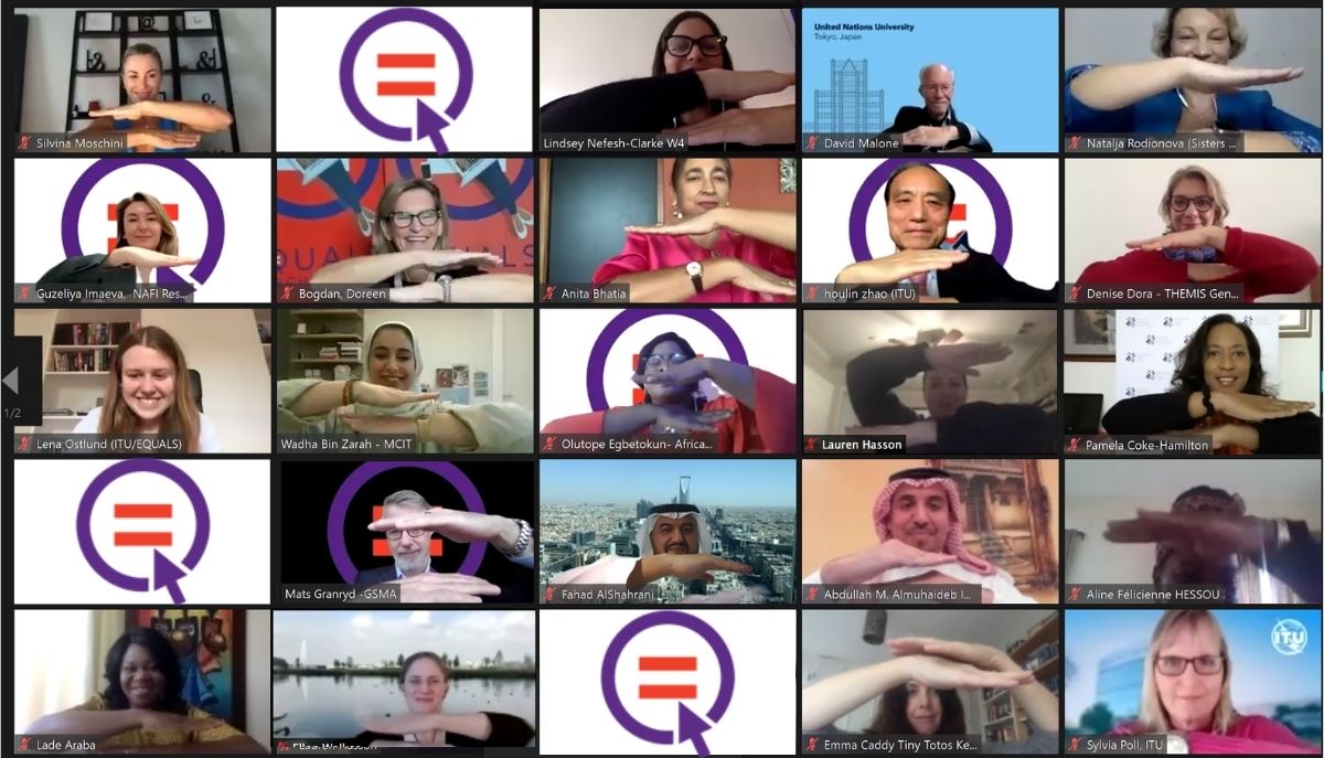 Screenshot of me on the Zoom call with the the EQUALS in Tech  co-founders and Award winners