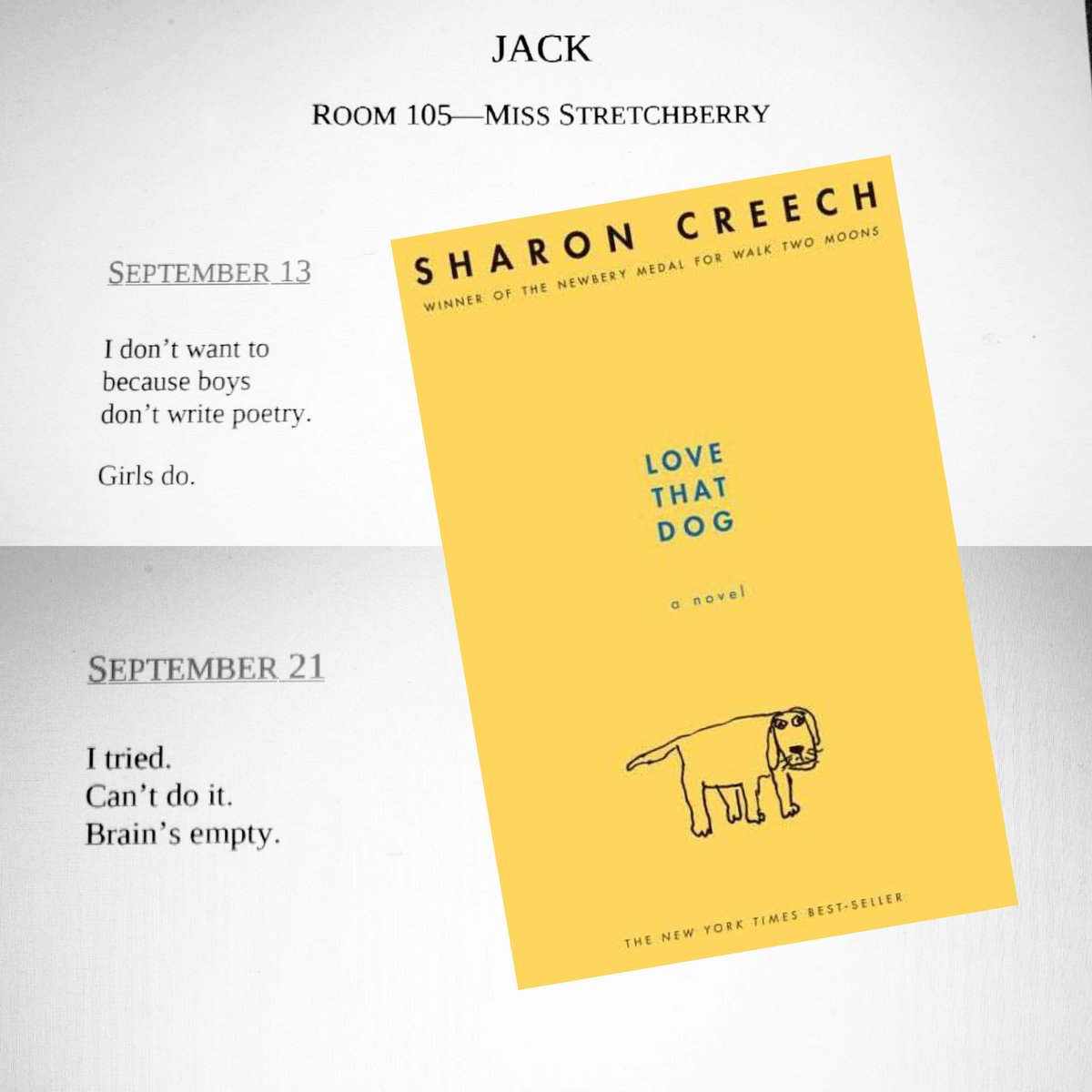 jgivens75's tweet photo. After reading the opening pages of Love That Dog, Ss compared Jack's feelings about poetry to their own and offered him some helpful advice. #novelstudy #lovethatdog #poetry #textconnections #jamboard #genuineconversations @HalethorpeElem @JillACarter1 @L_DeDeo https://t.co/ftSrlJrYDl