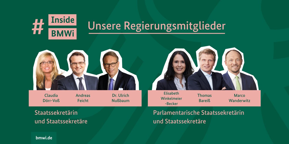 BMWE_'s tweet photo. Die Parlamentarischen #Staatssekretärinnen und #Staatssekreträre unterstützen den Bundesminister bei der Erfüllung politischer Aufgaben. Unsere #Regierungsmitglieder erzählen aus Amt und Alltag. 👉 https://t.co/kHN7MEUjh1 #InsideBMWi #HalloPolitik #TdoT20 #HalloWirtschaftspolitik https://t.co/xpCzWXxXaO