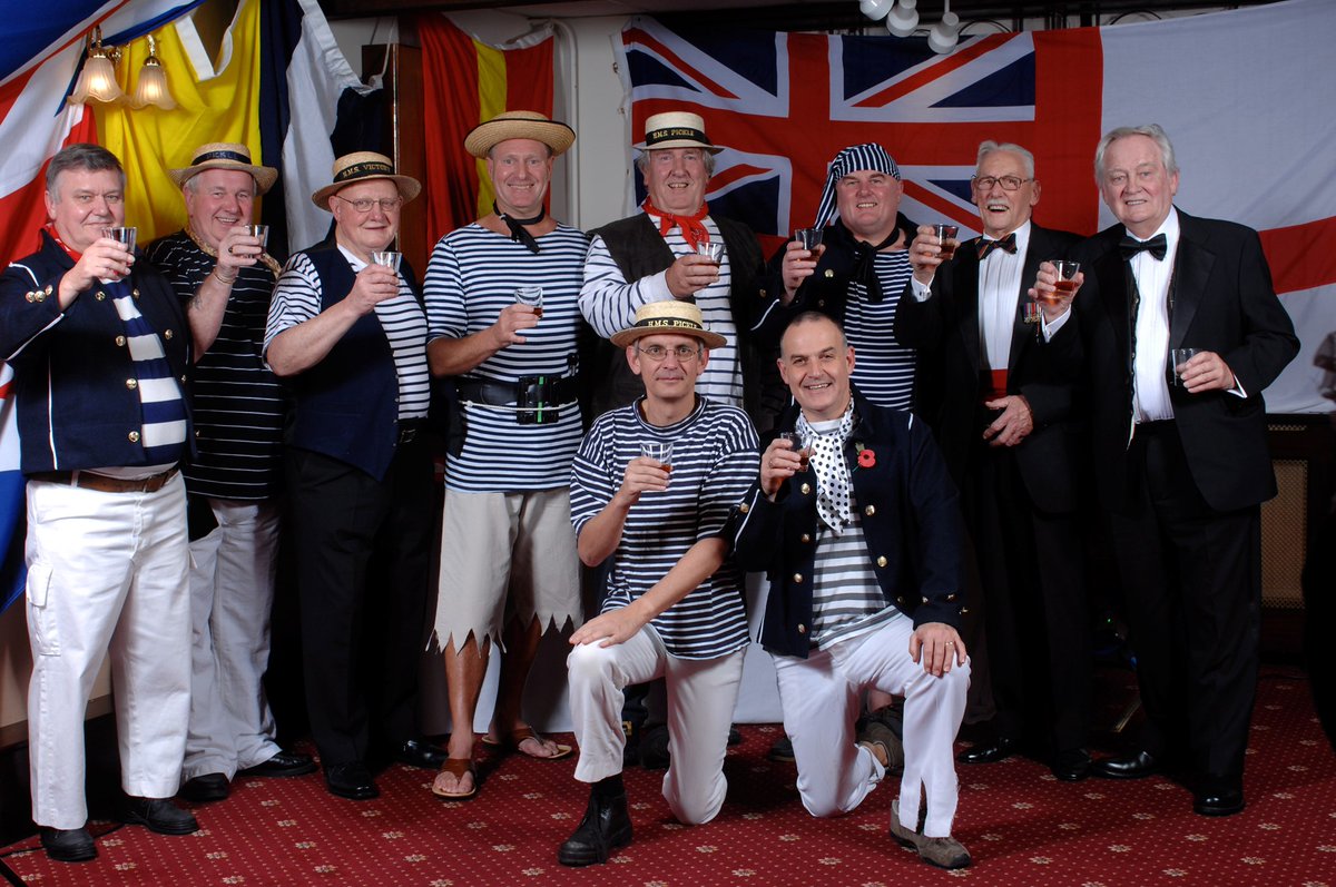 RNRMC's tweet photo. Non-commissioned officers commemorate #PickleNight instead of Trafalgar Night, when HMS Pickle sailed home with news of the victory and Admiral Lord Nelson's death.

Sadly many celebrations have been cancelled this year. Throwback photo 👇 to a Pickle Night held at HMS Excellent https://t.co/CxCqqrUMDC