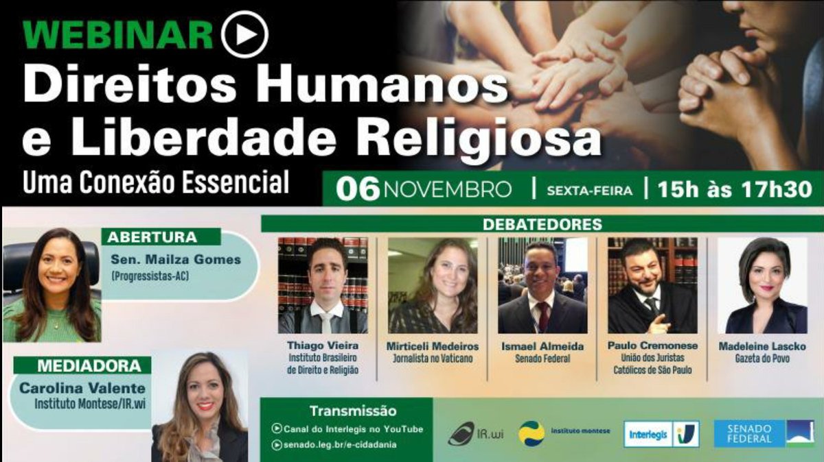 DIREITORELIGIO1's tweet photo. É hoje! 
Nosso autor, @thiago_adv_rs , será um dos debatedores! Ative o lembrete: https://t.co/SWluo7pGSJ
#chamadosparaservir
#direitoreligiosooficial
#Direitoreligioso https://t.co/z2l0dx7FGw