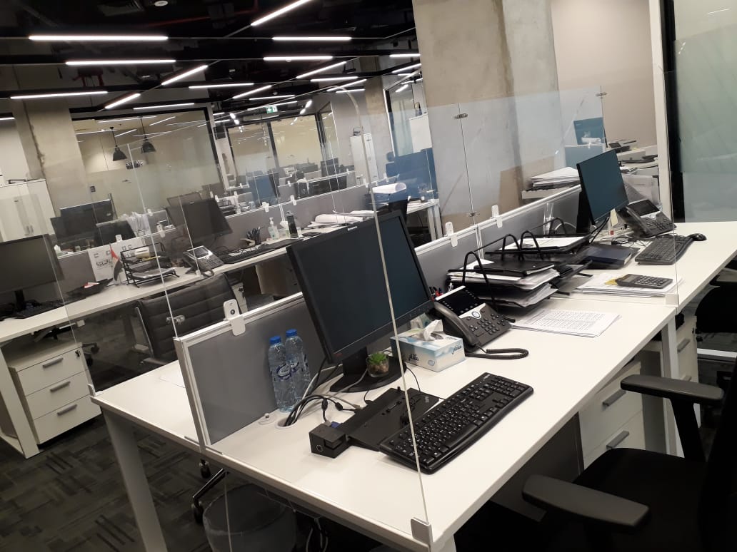 BlueCrownLLC's tweet photo. Sharing the photos of our tailor-made Acrylic protective panels to protect employees from covid 19 infections, supplied to MEREX Investments. https://t.co/cGetJC4HUY

#COVID__19 #UAE #office #employees https://t.co/OXAxLyuSF4