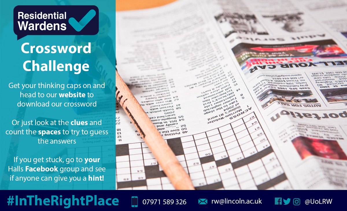 ResLifeLincoln's tweet photo. Get out your slippers and put the kettle on! We've just created a brand new 'crossword' photo album on our Facebook page.

You can also download a copy from our website, and the answers are on there to, but no peaking! 

https://t.co/dcVKVQ6hjb https://t.co/qNrDGKFmkT