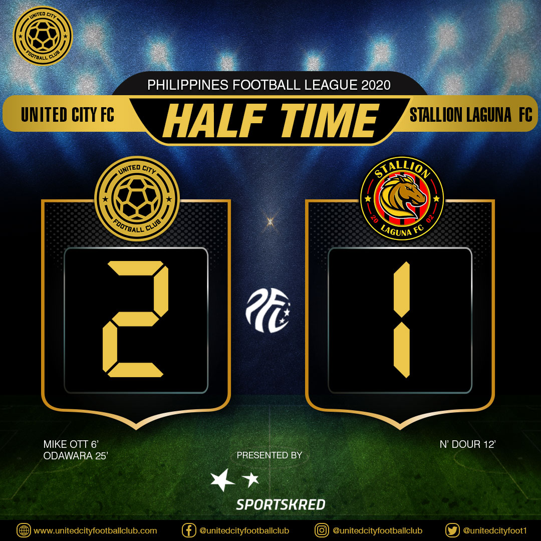 UnitedCityFC_PH's tweet photo. Half time score:
United City FC 2-1 Stallion Laguna FC
2 goals by Mike Ott & Taka Odawara
#ucfc #ucfcfieldofdreams #wearepfl #unitedcityfootballclub #qatarairways #SupportLocalFutbol #DareToRise #MARCmedics #midasmagnesium #WellnessBackedByScience #NothingBeatsGatorade #spo ... https://t.co/OHpYpbhHHk