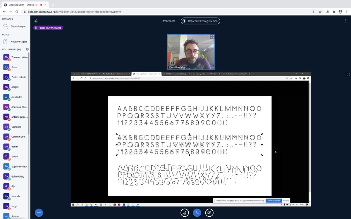 STROKE FONTS
————————————————————
Workshop in progress with <a href="/osp_kitchen/">OpenSourcePublishing</a> 
/ \ / \ / \ / \ / \ / \ / \ / \ / \ / \ / \ / \ / \ / \ / \ / \ / \ 
Pierre Huyghabert on air, online
— | — | — | — | — | — | — | — | — | — | —