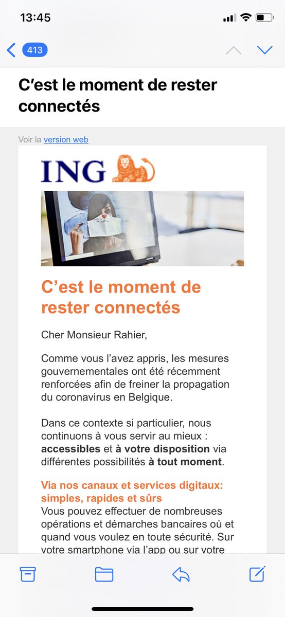 Énorme <a href="/INGBelgique/">ING Belgique</a> ! Or que ca fait 1 mois qu’on essaye de vous contacter pour le statut d’avancement d’un crédit hypothécaire! Pas de réponse par téléphone de l’agence, redirigé automatiquement vers le Helpdesk. Même quand on sonne à la porte, on répond pas. #walkthetalk