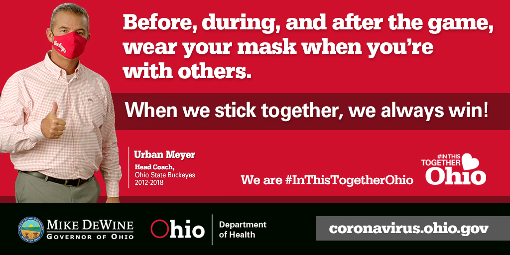 OHdeptofhealth's tweet photo. When we stick together, we always win. Please wear your mask when you're around others. #InThisTogetherOhio https://t.co/SNDHfwgcLR