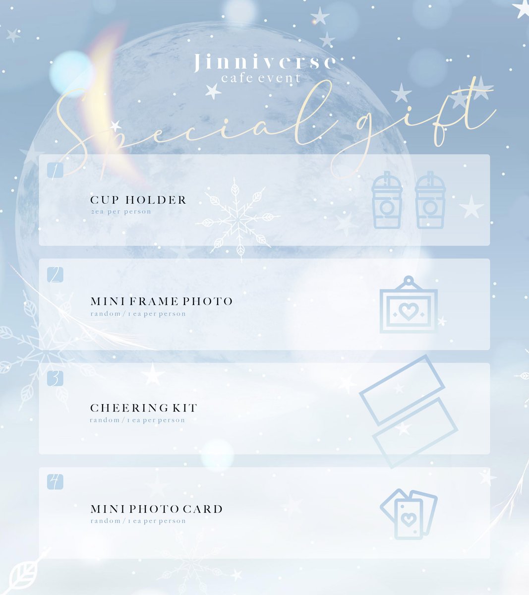 Jinniverseinbkk's tweet photo. 𝐉𝐢𝐧𝐧𝐢𝐯𝐞𝐫𝐬𝐞 𝐒𝐩𝐞𝐜𝐢𝐚𝐥 𝐆𝐢𝐟𝐭 🎁

ผู้ลงทะเบียนเข้าชม Exhibition 'ฟรี'

สำหรับผู้ที่สั่งซื้อเครื่องดื่ม
🌘 VIP 200 ท่าน รับของขวัญ 1 เซ็ต และที่ครอบแก้ว 2 ลาย
🌘 Regular 175 ท่าน รับที่ครอบแก้ว 2 ลาย

#𝐉𝐢𝐧𝐧𝐢𝐯𝐞𝐫𝐬𝐞
#𝐦𝐨𝐨𝐧𝐫𝐢𝐬𝐞_𝐢𝐧_𝐛𝐚𝐧𝐠𝐤𝐨𝐤 https://t.co/MvroD3VCvJ