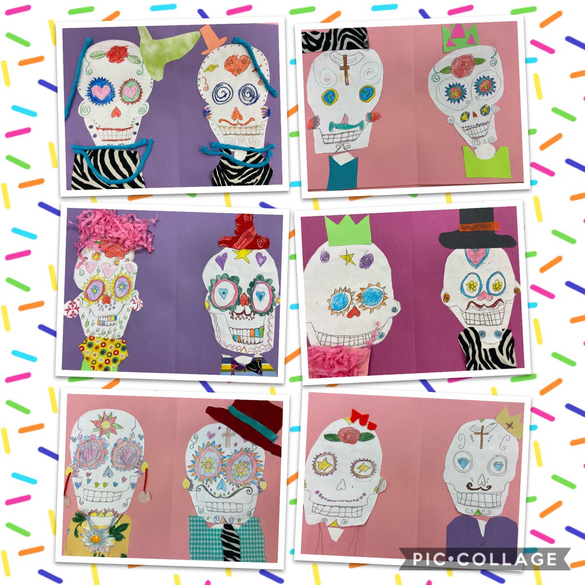 A few days late but so proud of our Day of the Dead art work @Roncalli3L @NLESDCA #DiaDeMuertos #artclassesforkids