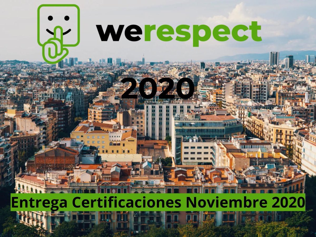 Hoy anunciamos que este mes de Noviembre haremos entrega de las certificación WeRespect 2020.
Las circunstancia actuales hacen que tengamos que realizar esta entrega de forma online pero con la mismas ganas que el año anterior. 
<a href="/apartur/">Apartur</a>  <a href="/bcn_ajuntament/">Ajuntament de Barcelona</a> 
#viviendasturisticas