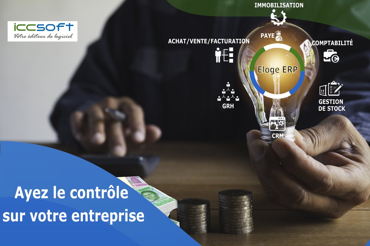 IccsoftSa's tweet photo. Avec la solution Eloge ERP, ayez le contrôle sur l'ensemble de votre activité, des achats à la production passant par la gestion de stock, les ventes, le service client, les ressources humaines et les finances 💯👌. 

#ICCSOFT
#ElogeERP https://t.co/kQPWYYn0L5
