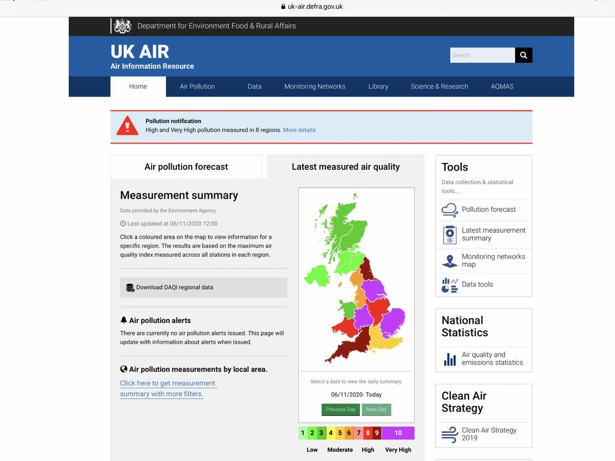 32/..  #CodeBlack REPEAT  #CodeBlack widespread VERY HIGH 10/10 particle  #AirPollution in London and three other regions due to  #bonfires  #fireworks and probably illegal  #woodburning in fireplaces. May come and go until Sunday or Monday. Check health advice  https://uk-air.defra.gov.uk/air-pollution/daqi