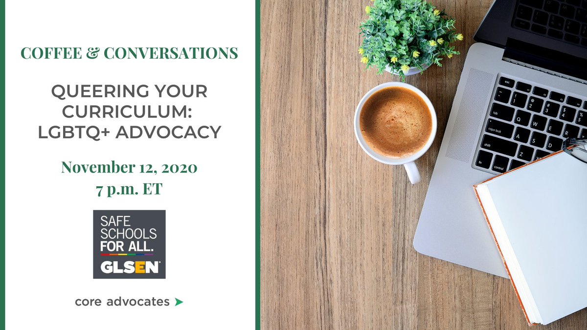 Next week's C&amp;C features Becca Mui of <a href="/GLSEN_Education/">GLSEN Education</a> discussing what it looks like for K–12 teachers to support LGBTQ+ identity in the classroom through policies, practices, and curriculum. Register now: bit.ly/34Cuu3J #curriculum #LGBTQIA #Lgbtq_youth