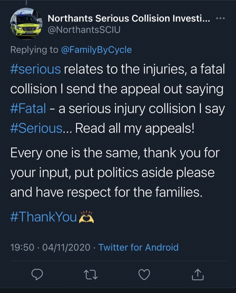 That could have been any of us, or a loved one, on a bicycle or as a pedestrian. The implication that we have spoken politically on this issue, or in disrespect to those affected by road violence, including traffic police, is patently wrong and reprehensible. We speak as victims.