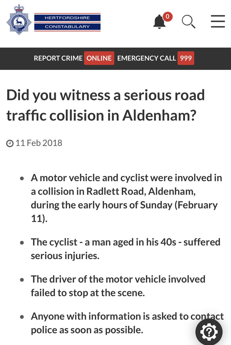 This is how the incident was euphemistically described by Hertfordshire police a few hours after it happened. The only thing the driver did, was leave the scene:  https://www.herts.police.uk/news-and-appeals/Did-you-witness-a-serious-road-traffic-collision-in-Aldenham
