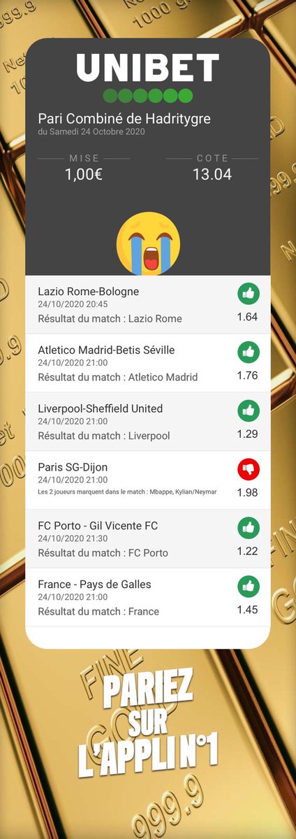 HadriTygre's tweet photo. Un petit de lot consolation @UnibetFrance pour le moral ? 😔 https://t.co/HVHi27OOF5