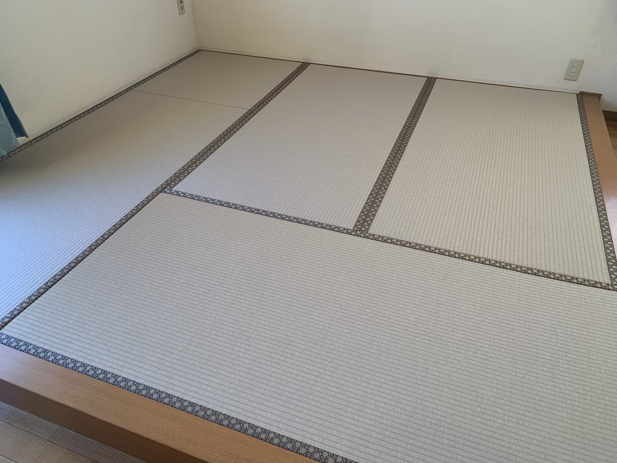 Takada Tatami Twitterissa 今日の畳 畳表替え 畳張替え 和紙畳 ダイケン健やかおもて 銀白カラー 灰桜色 桜模様の畳縁