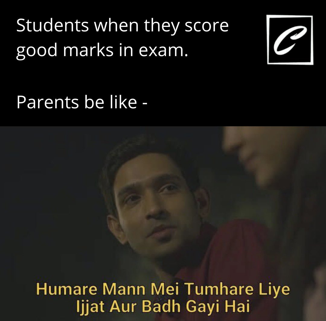 credit_fair's tweet photo. Parents after exams be like.
#meme #mirzapur #students #parents #exams #parentsreaction #creditfair https://t.co/ZWQzTJbktE