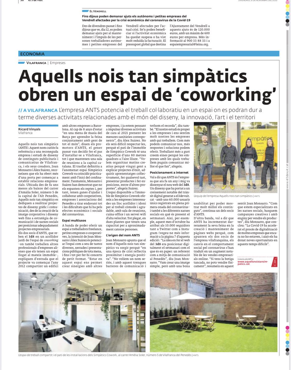 Aquells_nois's tweet photo. Avui sortim a @el3devuit parlant sobre la nova etapa a #Vilafranca. Sempre amb il•lusió!
#ANTSwork #estudicreatiu https://t.co/A54lcMYHef