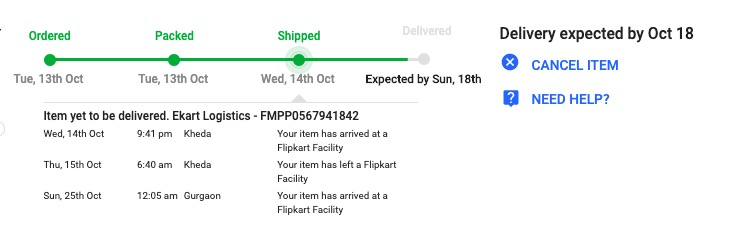 tweeksha's tweet photo. Awful experience with Flipkart @Flipkart Worst Service one can get. My order still showing expected delivery 18 Oct but I never received it till date + no updates from team. Customer support will fool you giving silly excuses.
Such a waste of time and money shopping @Flipkart https://t.co/kmEWFBZMKm