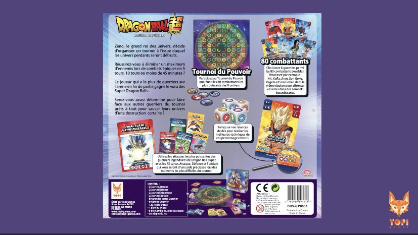 Coucou les Topi Gamers ! 🦊
Où sont passés les fans de Dragon Ball Super - La survie de l'univers ? 🔥
Dans ce tournoi organisé par Zeno, réussirez-vous à éliminer un maximum d'ennemis lors de tournoi plus épiques les uns que les autres ? 💥 
#DragonBall 
topi-games.com/produit/dragon…