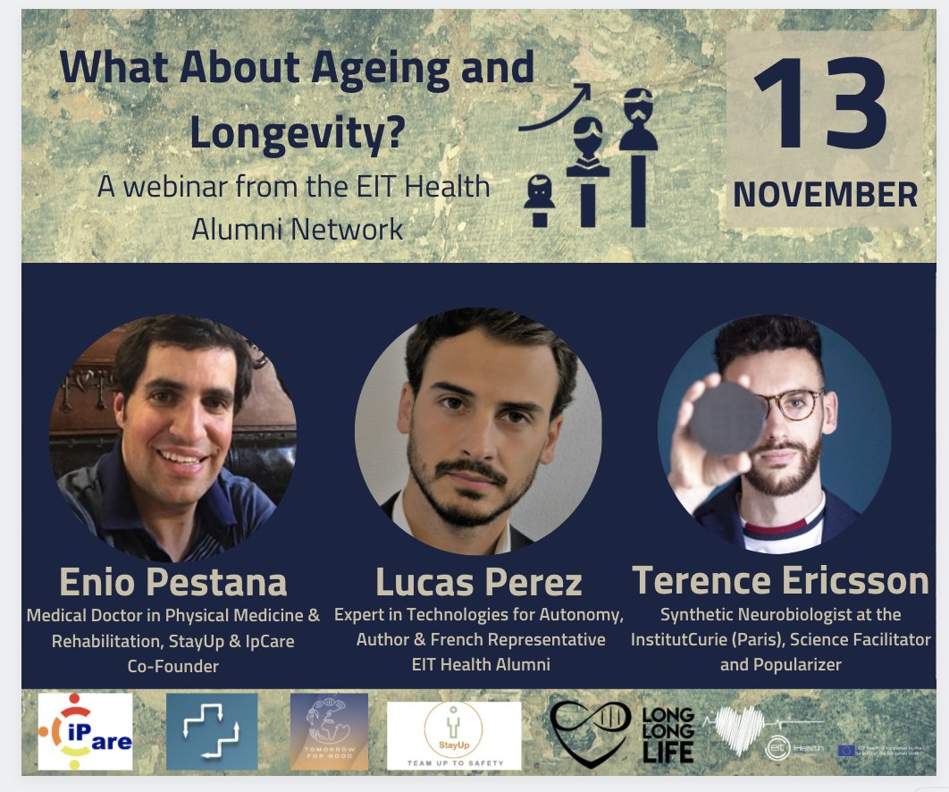 ClaireEITHealth's tweet photo. @EITHealthAlumni  Webinar: Interact with experts in the field of Ageing and Longevity sharing their perspectives on the challenges faced by seniors and an ageing population. 

💻Register https://t.co/MIu5K4auqT
🗓️ 13/11 https://t.co/bk4yid9VZe