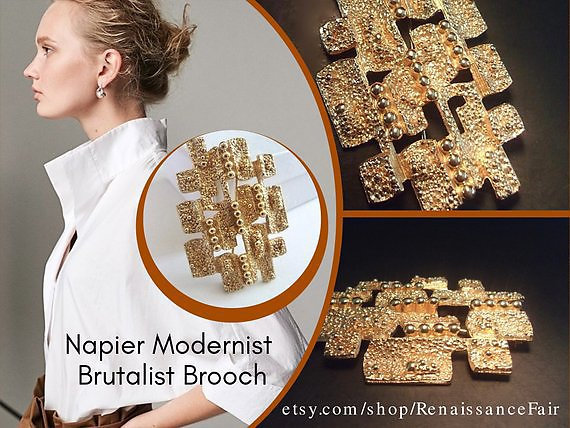 renaissancefai's tweet photo. NAPIER Brutalist Modernist Brooch, Abstract Textured Gold Plate, Vintage https://t.co/or1hmIcU86 #gold #women #brutalist #napiergoldbrooch #brutalistbrooch #modernistbrooch #abstractbrooch #goldplatebrooch #texture https://t.co/m66QLqhX1p