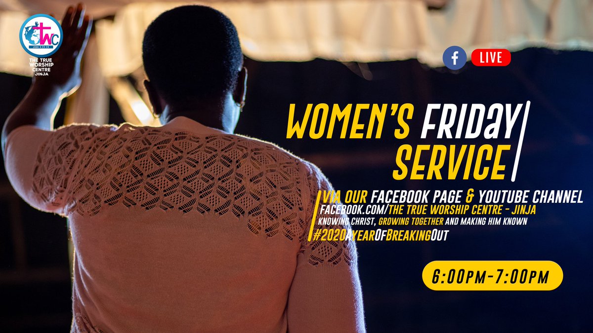 LouisBogere's tweet photo. It's just a few hours to our Women's Friday evening service. Join us at The True Worship Centre - Jinja from 6:00pm  to 7:00pm and let's fellowship together. See you soon!
https://t.co/OzRlZmSNXh
#twcjinja #weekofpeace #livingbythespirit https://t.co/VKJNTVzGle