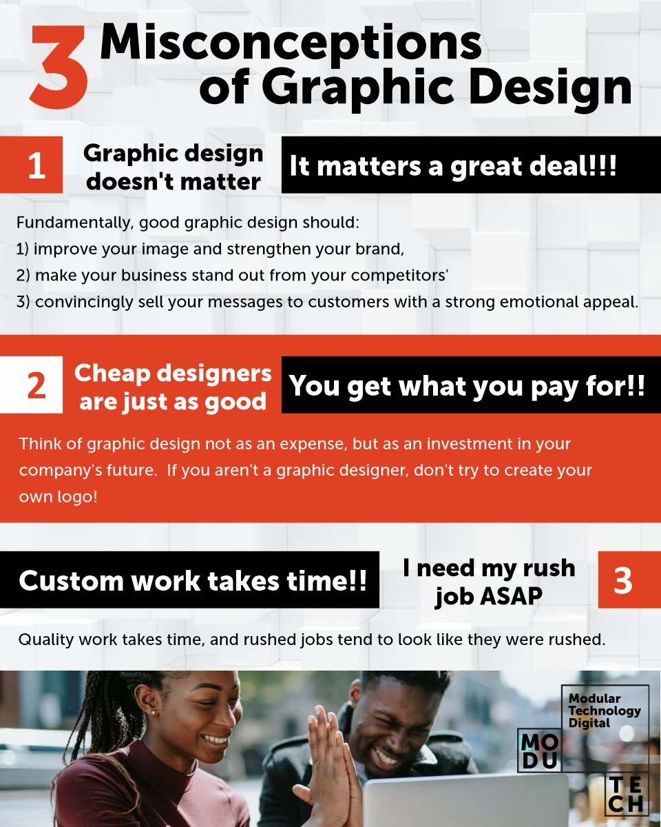 ModuTech_D's tweet photo. 3 Misconceptions people have about graphic design!! Interesting stuff. Check this out. #design #graphicsdesign #advertising https://t.co/qjZzesGrio