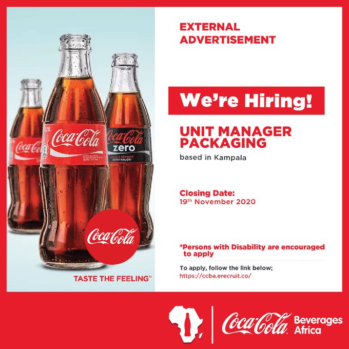 AmChamUganda's tweet photo. Our member of the President Club, @centurybottling is #hiring!
"We're are currently seeking to recruit a Unit Manager Packaging to join the #CCBA family"
Find out more & apply today at: https://t.co/LzE6NeId1O
Deadline: 19th November 2020
.
.
#jobsearch2020 #jobalerts #jobsearch https://t.co/yNmCKuDjXC