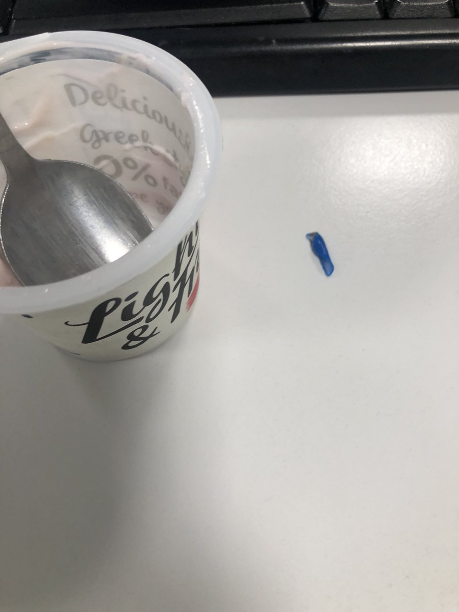 jldaniels_'s tweet photo. @Danone why did I nearly choke on a piece of blue plastic in my yoghurt? 🧐 https://t.co/oL4B249RvR