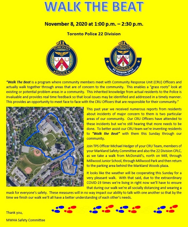 MARKLAND WATCH - WALK THE BEAT mailchi.mp/bc207286010d/t… On: Sunday November 8, 2020 from 1:00 PM to 2:30 PM. See image below for more details.