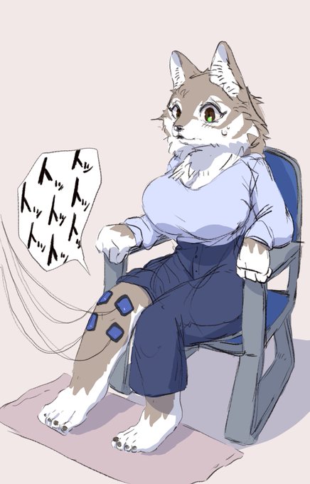 初めて整形外科へ行って、電気治療を受けたときのメスケモの絵です
膝が暖かくなって気持ち良かった 