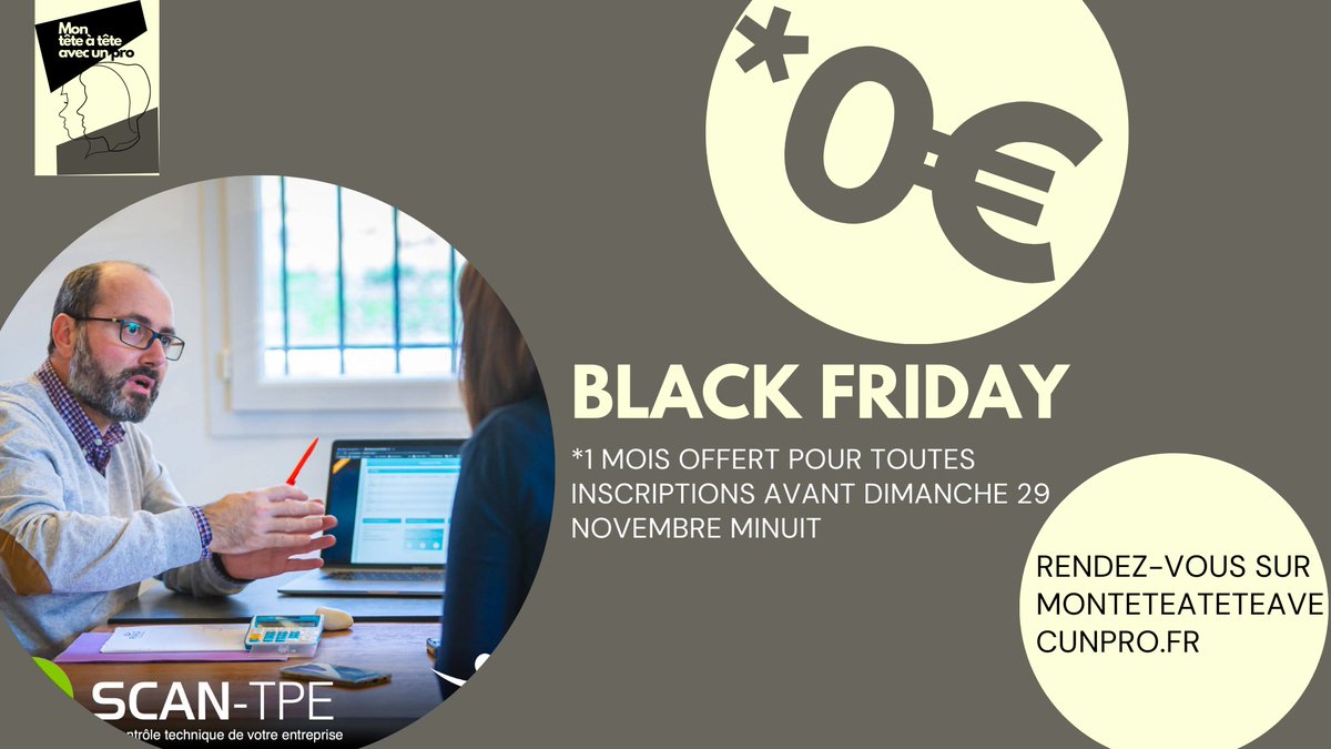 Bonjour à toutes et à tous,
C’est le Black Friday avant l’heure chez Mon tête à tête avec un pro ! 
L’inscription des experts sur l’offre starter est offerte pendant 1 mois jusqu’au 29 novembre à minuit !
monteteateteavecunpro.fr/products/entra…