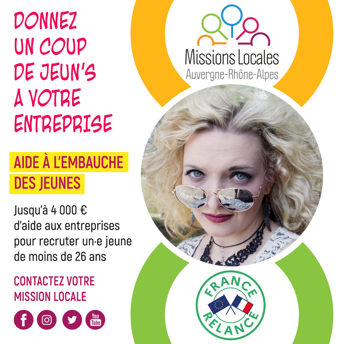 MLJ_AURA's tweet photo. Employeurs ! Valorisez et transmettez vos savoir-faire en investissant sur un·e jeune salarié·e !
#1jeune1solution renforce les aides au recrutement des moins de 26 ans : aide à l’emploi des jeunes, alternance, contrats aidés « jeunes ».
Contactez votre #MissionLocale https://t.co/EKzfBe2Tru