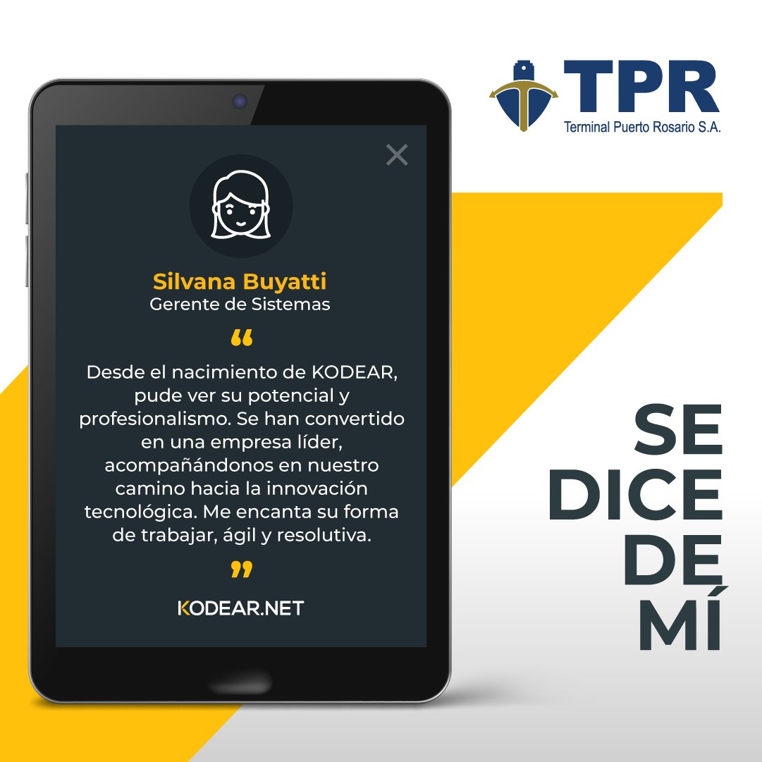 KODEAR_dev's tweet photo. #SeDiceDeMí 》Clientes de todo el mundo nos eligen como sus SOCIOS TECNOLÓGICOS. 🤝
Tecnología KODEAR® Fabricantes de software 100% a la medida de tu empresa.
Encontrá más de 40 verdaderos testimonios de clientes en nuestra web 📌 https://t.co/5mrt2OWjOr
#Kodear #Testimonios https://t.co/VJZExcJjFI