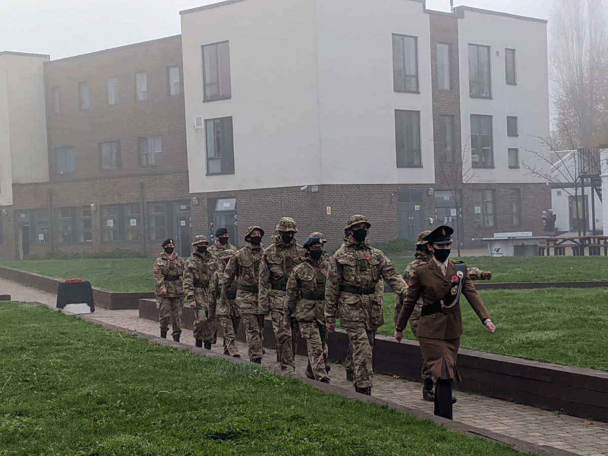 CcfHpc's tweet photo. Well done to all our @HolyportCollege cadets for this morning. The first time they have marched in front of our school. Thanks to the @EtonPartnership , Major Osborne @Eton_College CCF tuned in to watch online. https://t.co/PaG2L0OAud