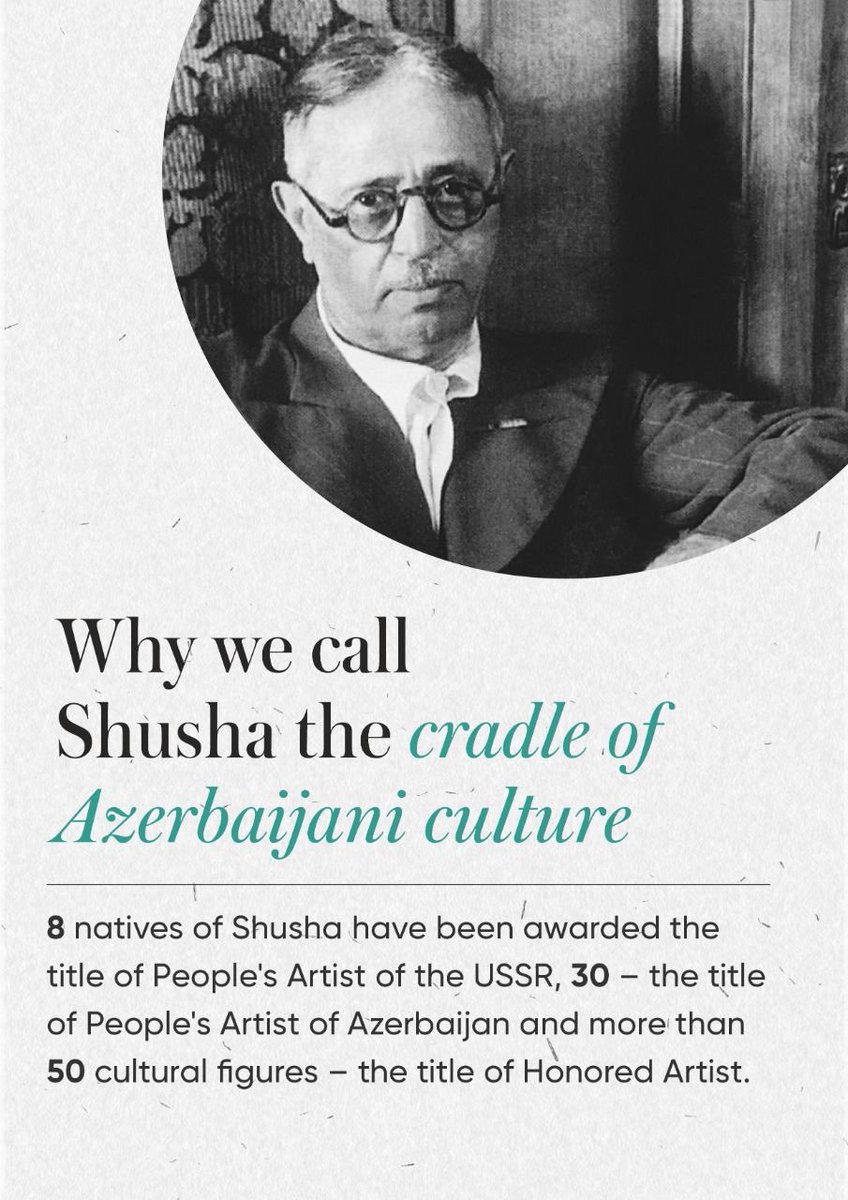 norujova17's tweet photo. Shusha is the cradle of #Azerbaijan’i culture because #Shusha was hometown to 88 prominent talents acknowledged by the government and most importantly, people. #KarabakhisAzerbaijan
#StopArmenianAggression
#StopArmenanTerrorism https://t.co/tlgKoQ0meP