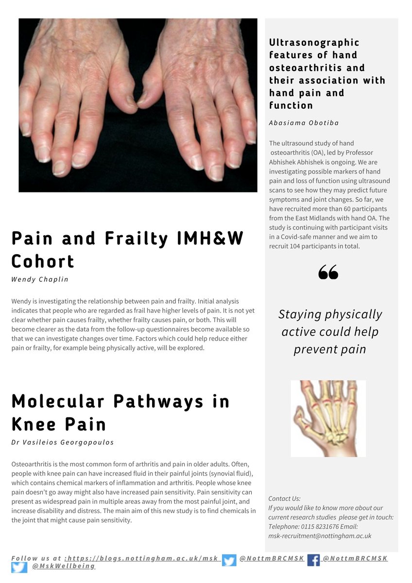 Check out the latest newsletter for updates on <a href="/NottmBRCMSK/">NIHR Nottm BRC MSK</a> IMH&amp;W study and nested studies. @VersusArthritis <a href="/UoNPainCentre/">Pain Centre Versus Arthritis</a> <a href="/MedicineUoN/">Uni of Nottingham School of Medicine #WeAreUoN</a> <a href="/NottmBRC/">NIHR Nottingham BRC</a> @NIHRCRNEastMids <a href="/BritishPainSoc/">The British Pain Society</a> <a href="/NIHR_UKCRFN/">UKCRF Network</a> <a href="/NIHRinvolvement/">NIHR Involvement</a> <a href="/NIHRresearch/">National Institute for Health and Care Research</a> @Rheum_Matters <a href="/RheumatologyUK/">BSR</a> <a href="/EFIC_org/">European Pain Federation EFIC®</a> <a href="/nuhresearch/">NUH Research</a>
