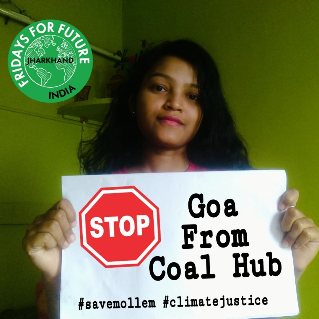 fffjharkhand's tweet photo. Let's prove to the government that we are not approving it's plan to make Goa a Coal Hub.
#goa #stopcoal #savemollem #goadiaries #protests #climateaction #climatejustice #actnow #fffjharkhand #fffindia #youthinaction  #adivasiinact https://t.co/8wIl2ROHsf