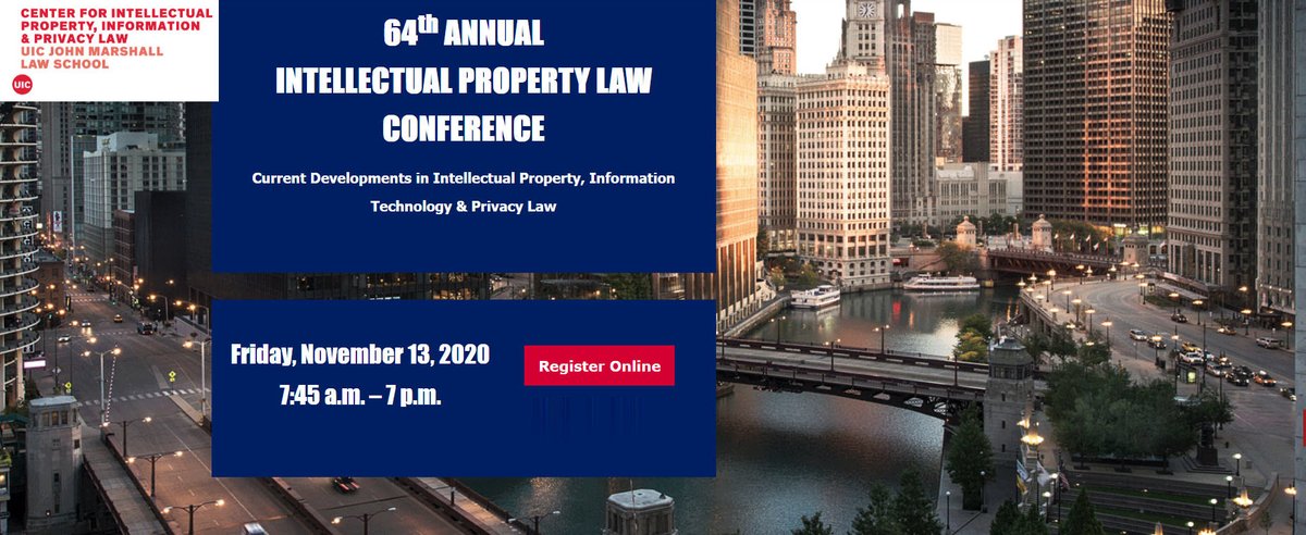 uspto's tweet photo. On Nov. 13 at 5 p.m. ET, join Director Iancu at @UICJohnMarshall @CenterforIPLaw 64th Annual IP Conference. The Director will discuss #IP in a post-COVID world, the National Council for Expanding American Innovation (#NCEAI), and Section 101. Register: https://t.co/fJ7FBZlW16 https://t.co/DU68BVKOcf