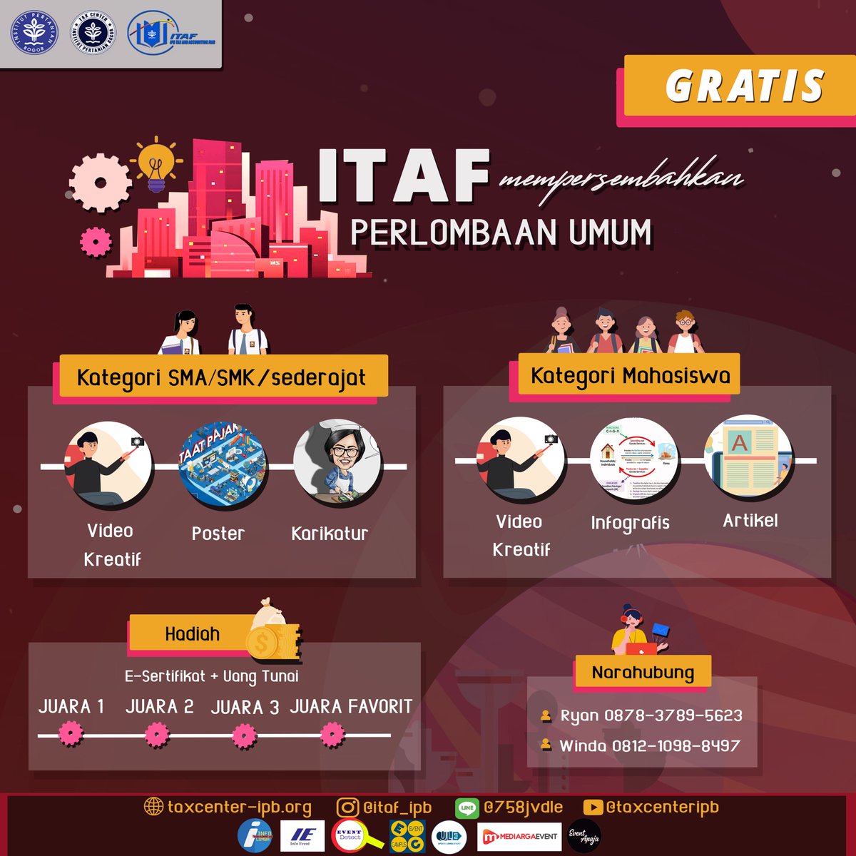 mediargaevent's tweet photo. [COMPETITION] 
-- 
ITAF IPB 2020
https://t.co/m8Zr6Kyb82
--
#events #startup #Competition #Pajak #MakeYourEvent #lomba https://t.co/2tsGtRPp5j