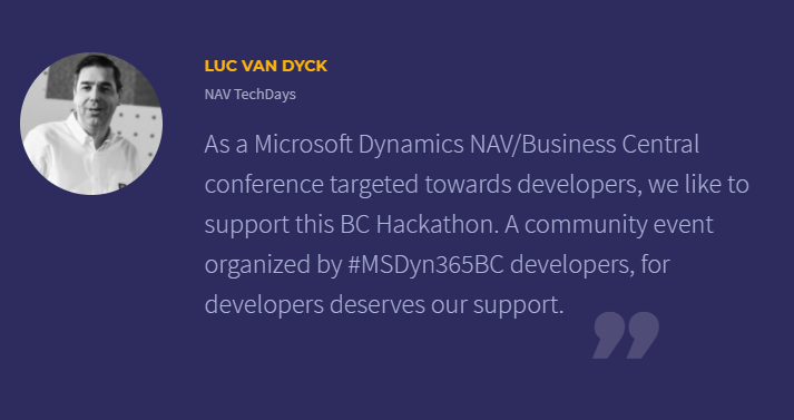 myNAVblog's tweet photo. Meet #coding4BC #MSDyn365BC sponsors! From @NavTechDays you can win tickets for the next conference for the entire team! Read why they decided to support the hackathon idea. You still can join https://t.co/jFxxRr8w86 https://t.co/mZkauWXWvx