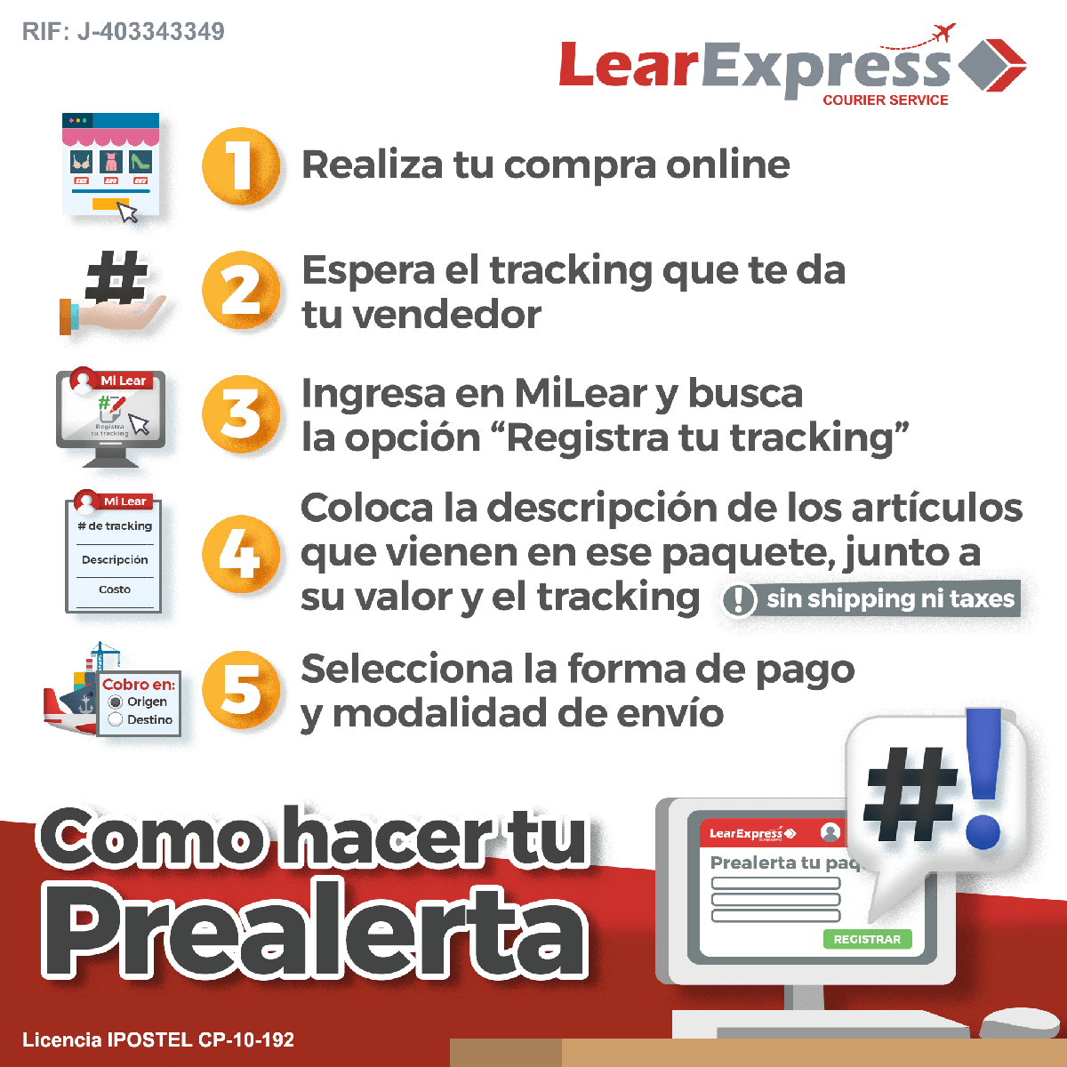 LearExpress_Ve's tweet photo. No olvides apenas hagas tu compra y te den el número de tracking realiza el registro en tu casillero virtual. Hacer la prealerta es muy sencillo:
https://t.co/fuz0FXrgfa
#LearExpress #Venezuela #Envíos #Paquetería #Venezuela #USA #Courier #Envíosaéreos #Envíosmarítimos https://t.co/3fBuBbiLBJ