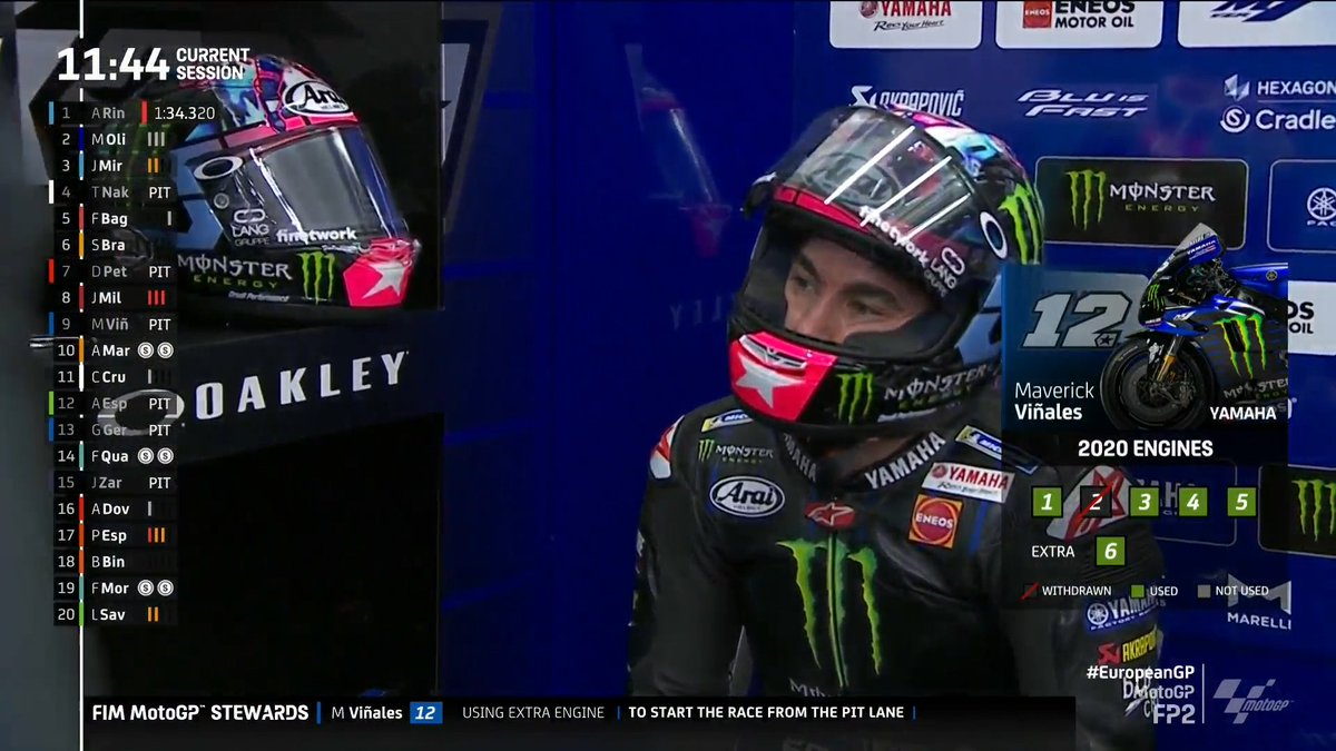 MotoGP's tweet image. A huge blow to @mvkoficial12's championship hopes! 😱

Due to using an extra engine beyond his allocation, the @YamahaMotoGP rider will start Sunday's race from pit-lane! ⚠️

#EuropeanGP 🇪🇺