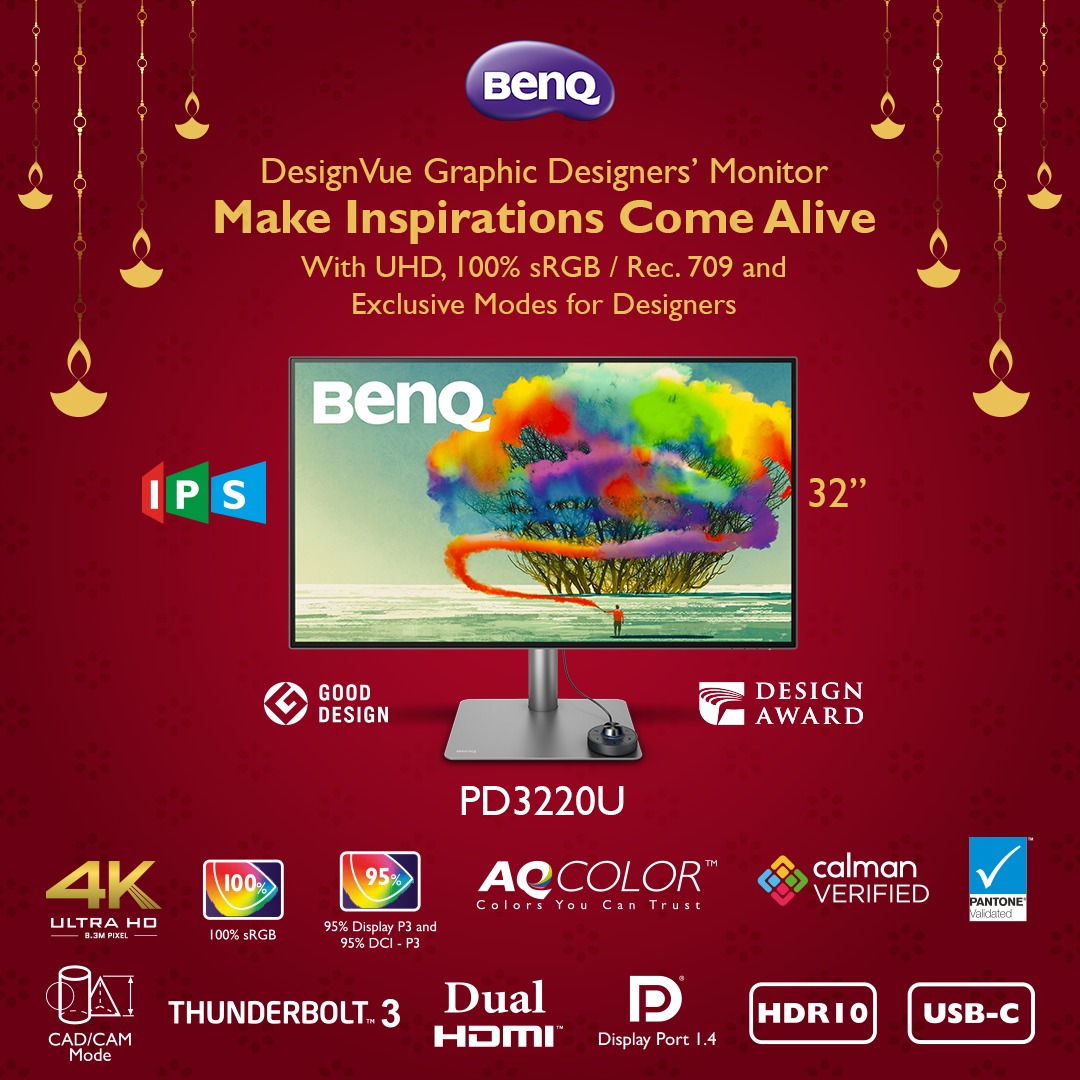 BenQIndia's tweet photo. PD3220U offers precise color accuracy and high dynamic details to ensure smooth workflow from concept to finish

PD3220U- 32”,4K, Display, P3,Thunderbolt3) https://t.co/f9dpoCI556

#BenQ #AQCOLOR #MonitorforMacBookPro #PD3220U  #4K #HDR #DisplayP3  #Thunderbolt3 #PantoneValidated https://t.co/5dFWVRyyB6