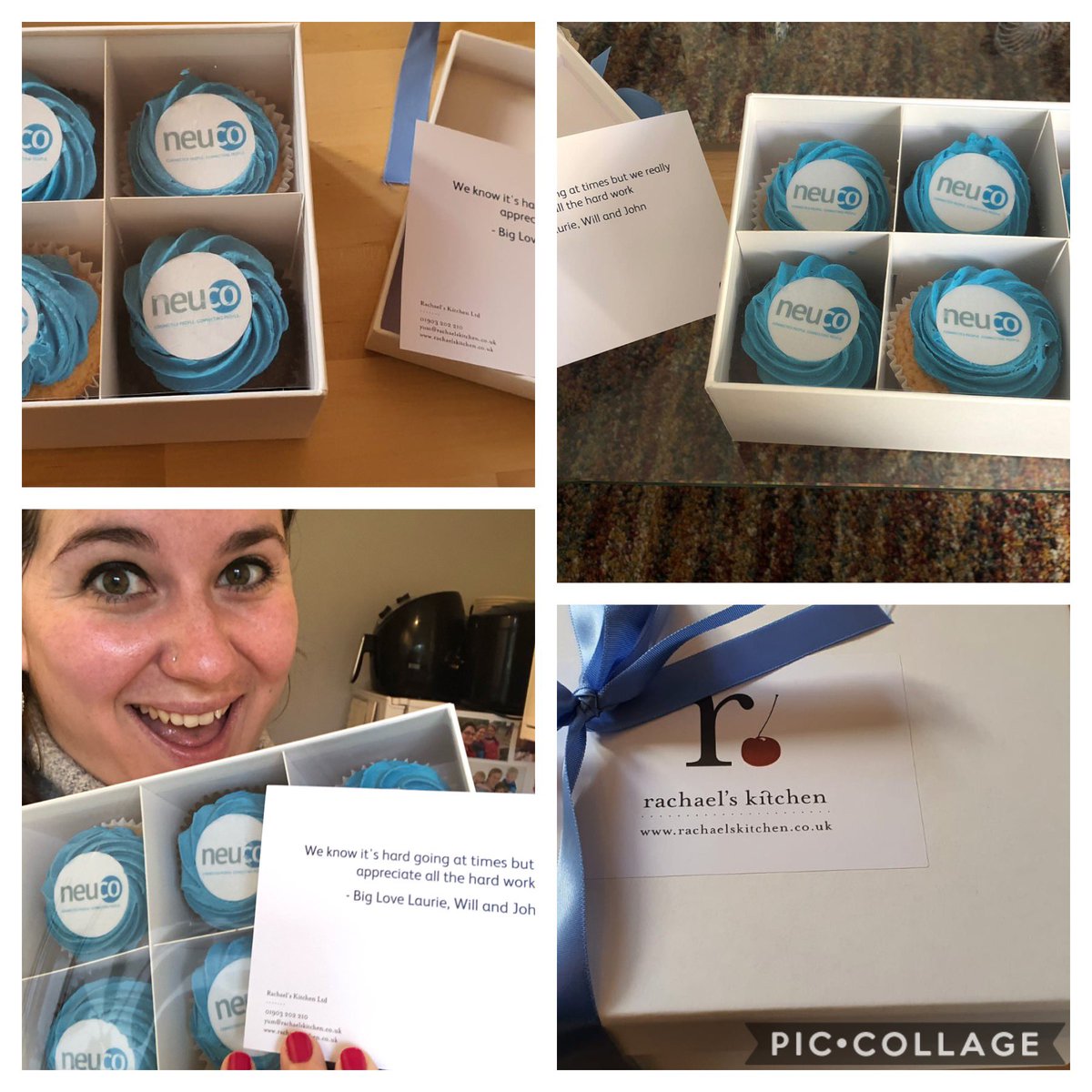 neucogroup's tweet photo. Thanks @Rachaelskitchen for an amazing gift to our team. Happy Friday @andrewneuco @Teganneuco @neucoJake @Timneuco @neucoDan @neucoTom @neucoEwan #Rachaelskitchen #cupcake #HappyFriday #neuco https://t.co/NQfHI2mCcU