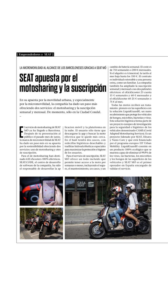 LiquidGuardEsp's tweet photo. ¡Muévete seguro! Orgullosos de ofrecer toda la #protección de LIQUID GUARD® al nuevo servicio de motos eléctricas que @tuSEAT ofrece en #Barcelona. ¡Gracias por confiar en nosotros! ⬇⬇⬇ 
#coronavirus #movilidad #seguridad #desinfección #COVIDfree #covid19 #liquidguard https://t.co/8ipGPrER3e